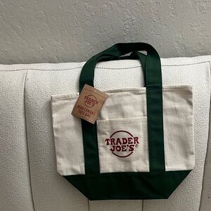 Trader Joe's Canvas Tote with Green Handles